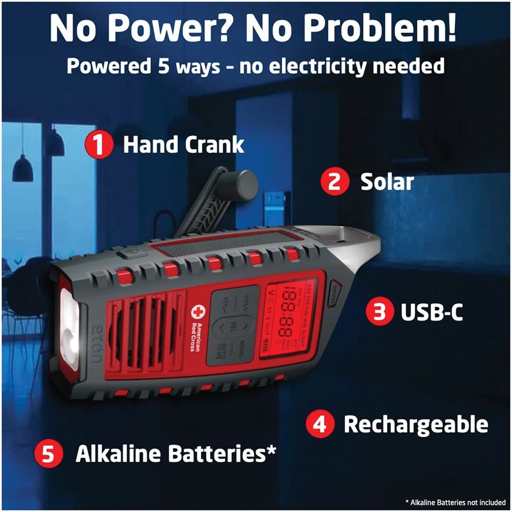 Emergency Solar & Hand Crank Weather Radio – Bluetooth Speaker with LED Flashlight