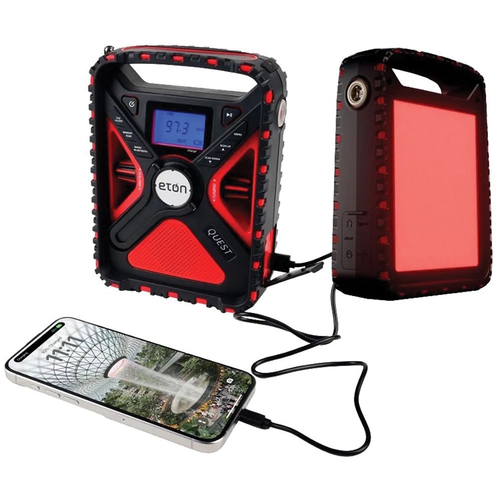 Eton Quest Hand Crank NOAA Weather Radio – All-Band Emergency Radio with Solar, Bluetooth & Phone Charging