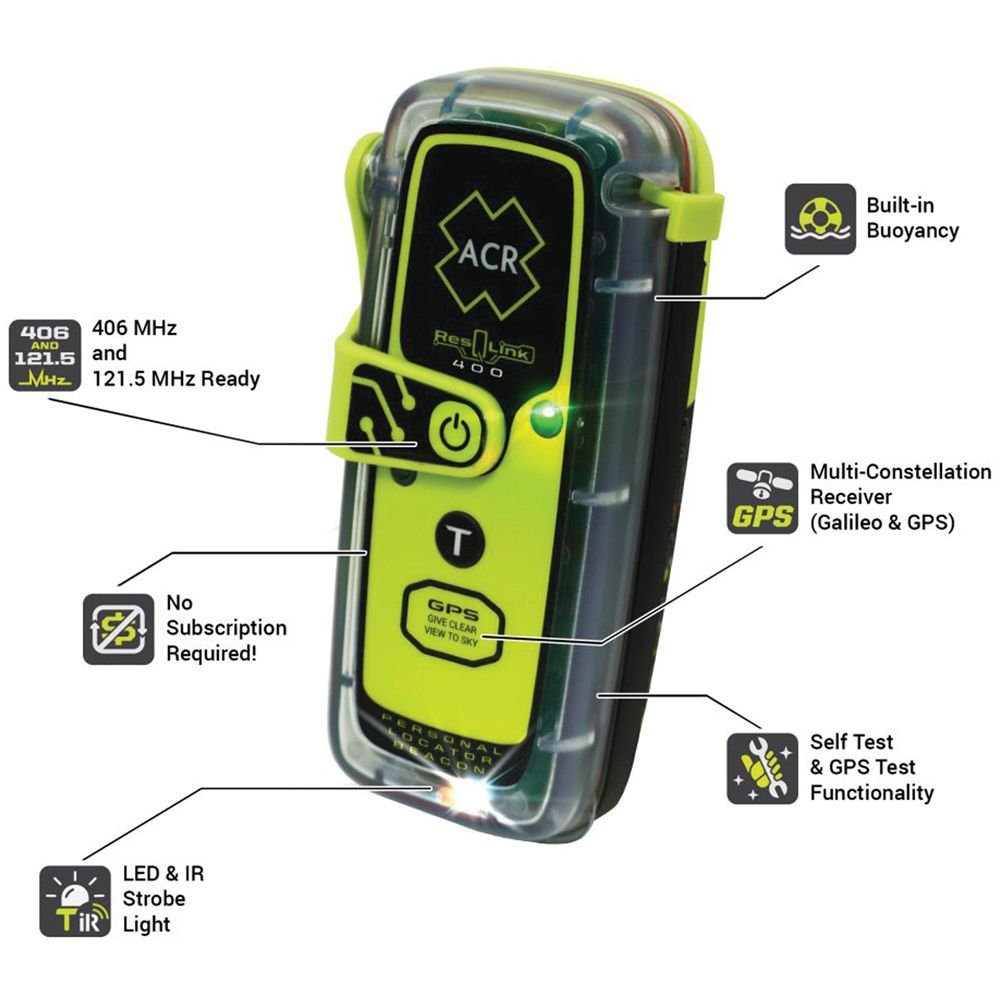 ACR Electronics ResQLink 400 Personal Locator Beacon – Electronic Personal Locator Beacon with Internal GPS