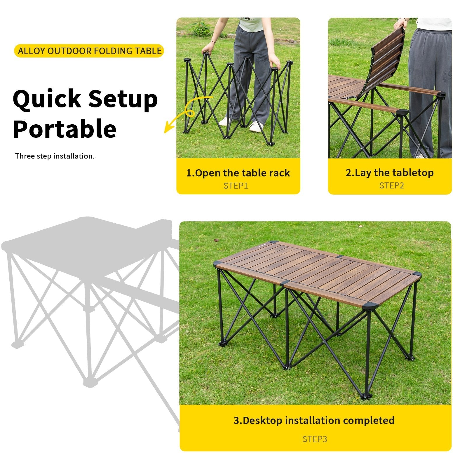 Whitsunday Heavy-Duty Outdoor Folding Dinner Table – Dark Walnut