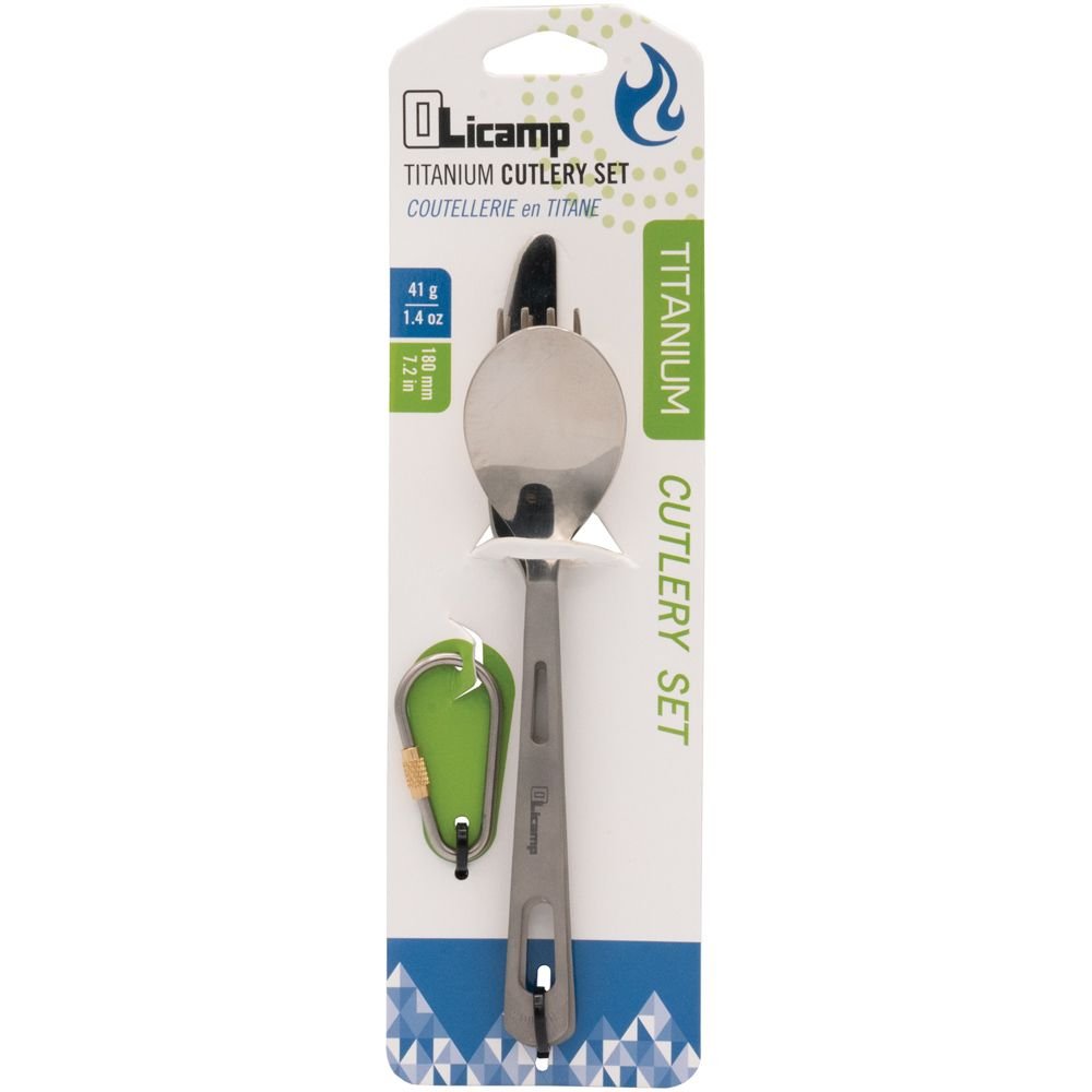 Olicamp Titanium 3 Piece Set – Lightweight Titanium Cutlery for Backpacking & Camping