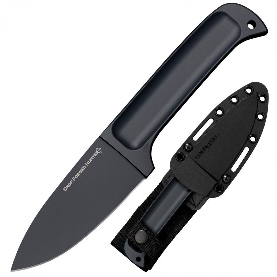 Cold Steel Drop Forged Hunter – 4" Fixed Blade 52100 High Carbon Steel Knife with Secure-Ex® Sheath