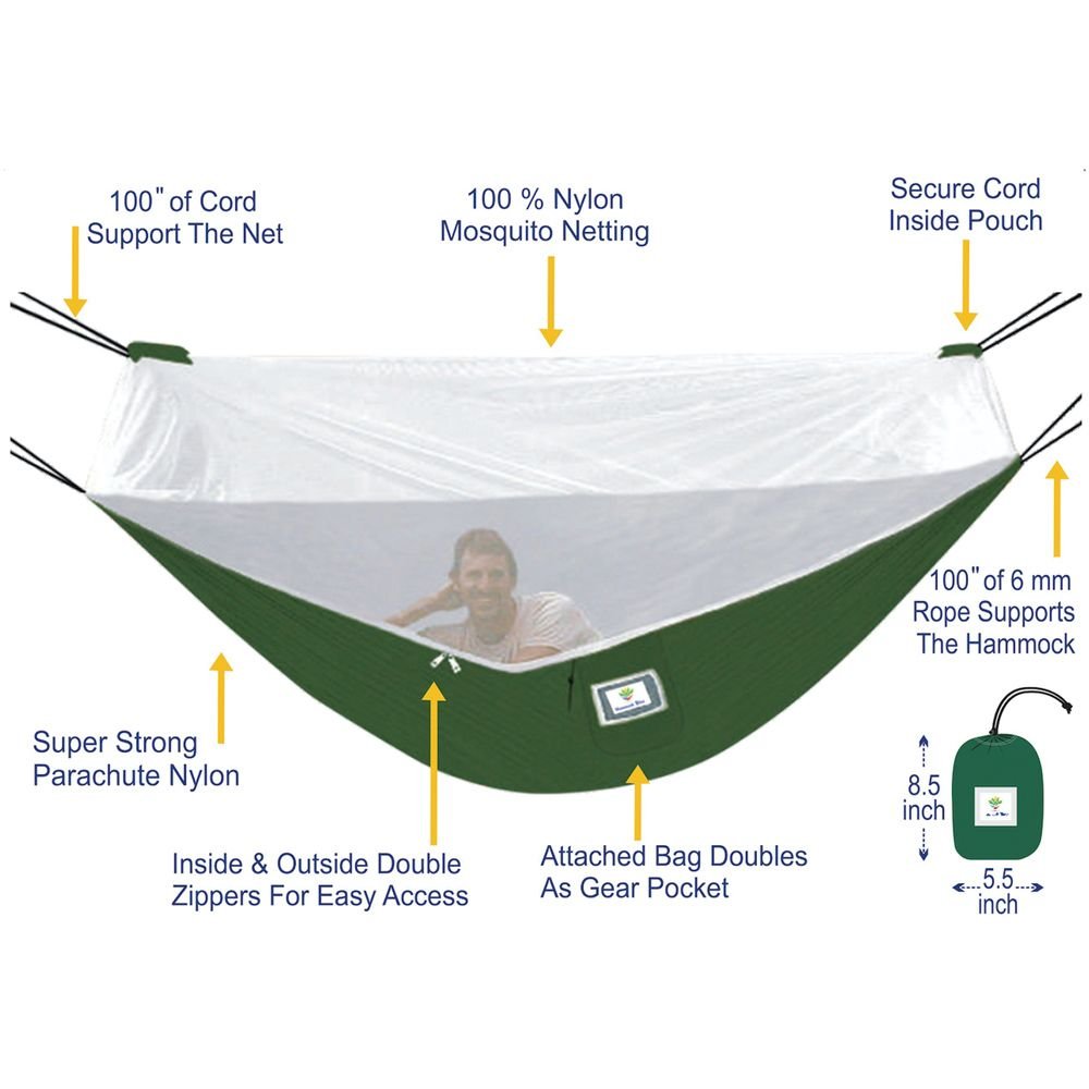 Hammock Bliss Mosquito Free Hammock – Integrated Bug Net Camping Hammock
