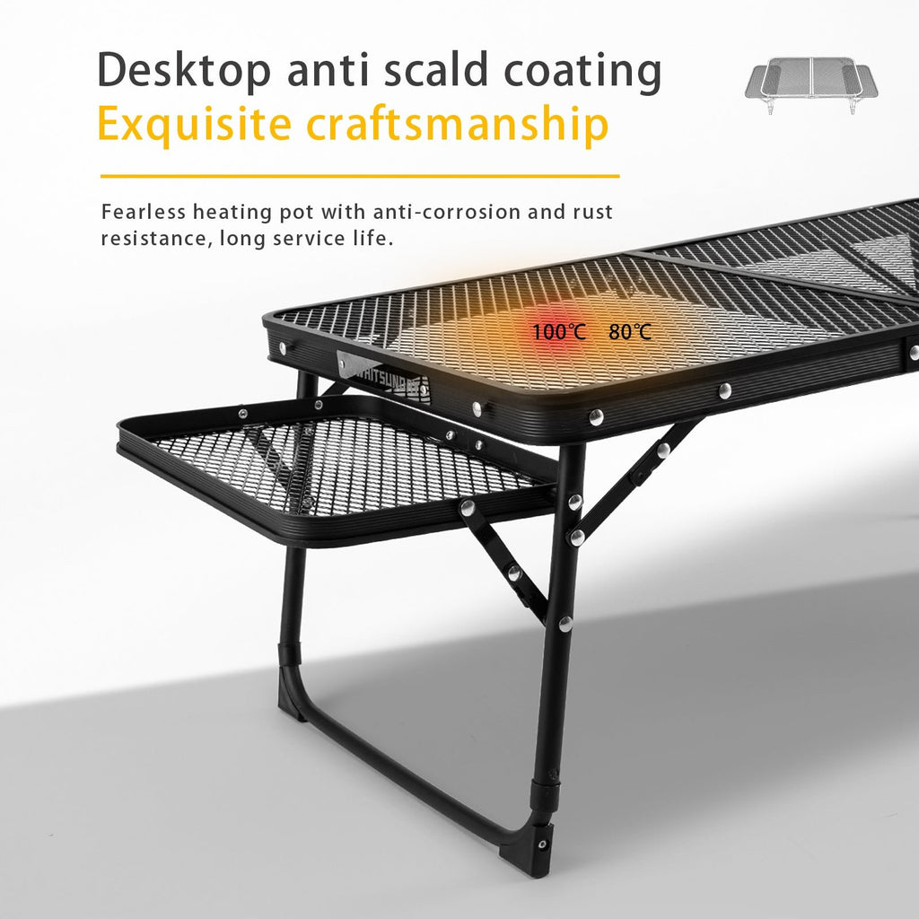 Whitsunday Outdoor Iron Camping Folding Portable Table with Extension Boards