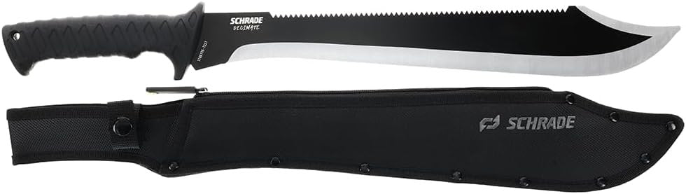 Schrade Decimate Machete – 14.9” 3Cr13 Steel Blade with Rubberized Overmold Handle