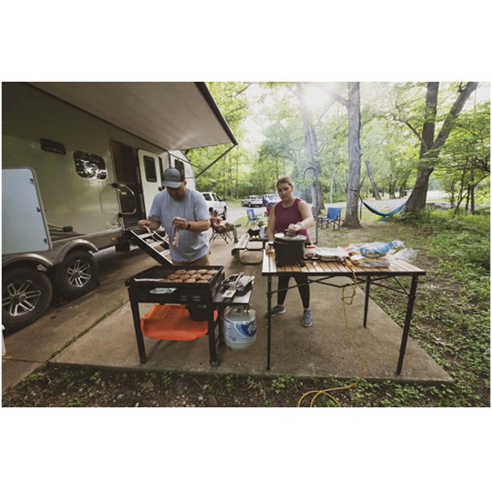 ALPS Mountaineering Overlanding Table – 56″ × 27.75″ Adjustable Outdoor Table (Black & Woodgrain)