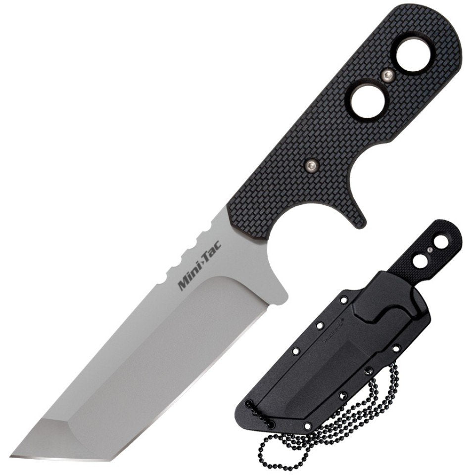 Cold Steel Mini Tac Tanto Fixed Blade Knife – 3.75" Japanese AUS-8A Stainless Steel Blade with Secure-Ex® Neck Sheath
