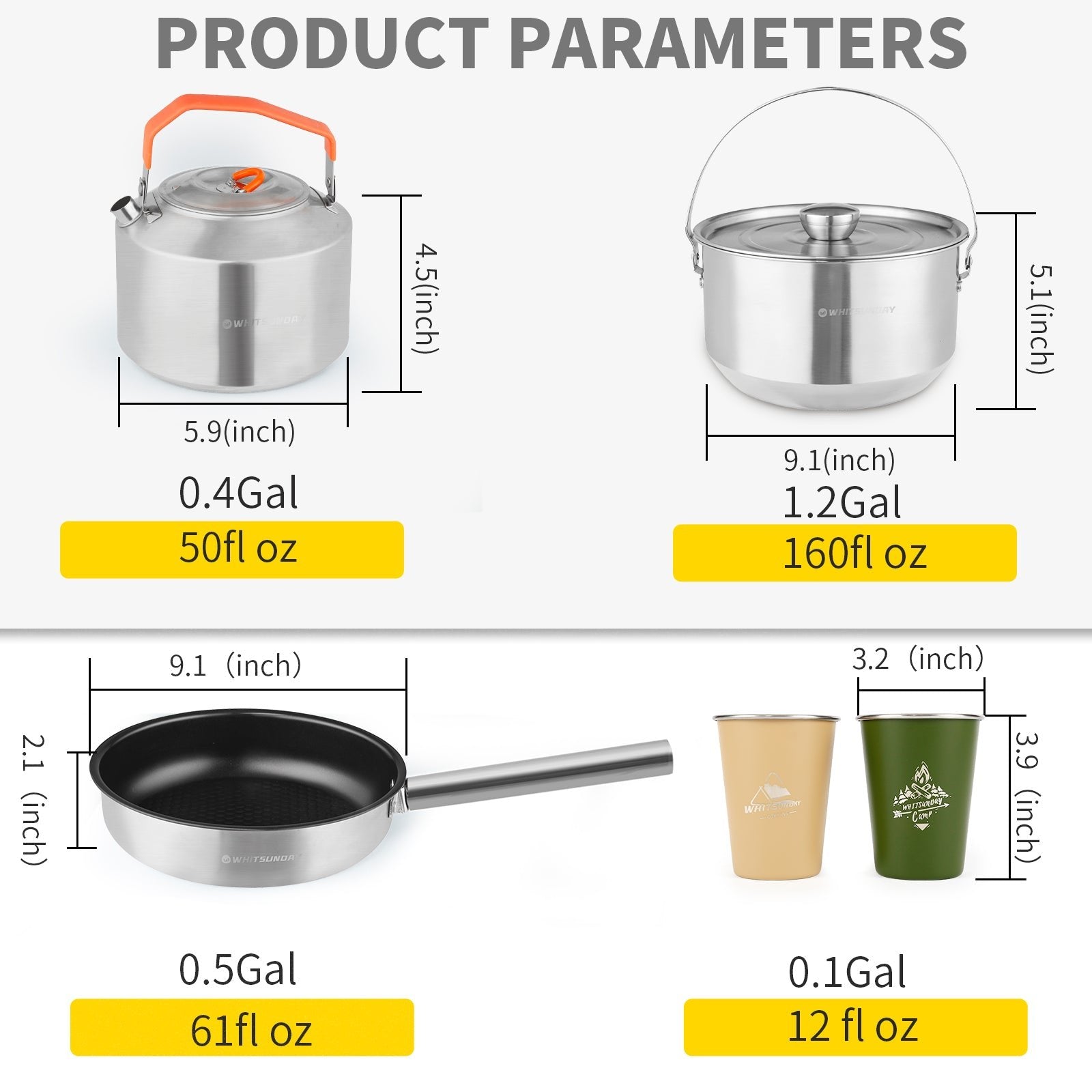 Whitsunday 304 Stainless Steel Set Outdoor Cookware