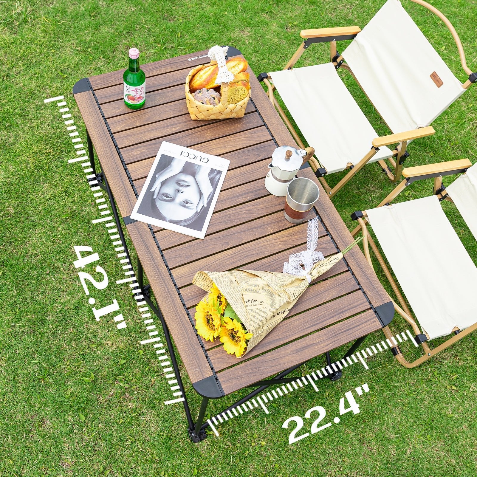 Whitsunday Heavy-Duty Outdoor Folding Dinner Table – Dark Walnut