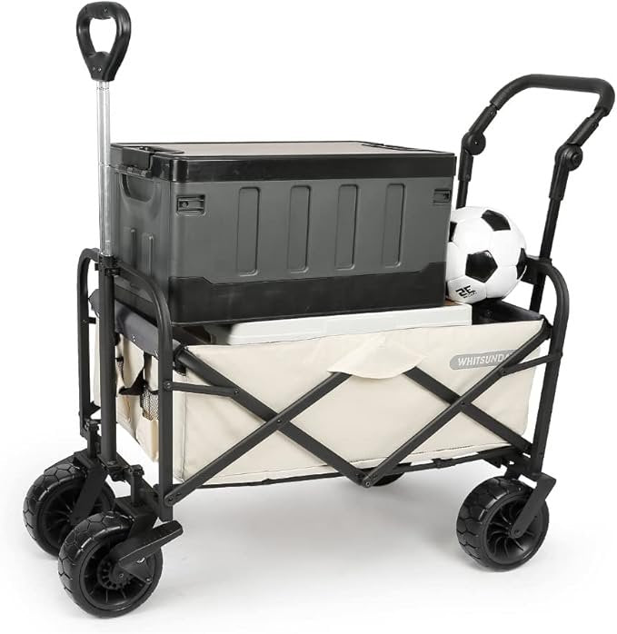 Whitsunday Folding Wagon – 8″ Heavy-Duty Wheels with Push Bar (Standard Size PLUS)