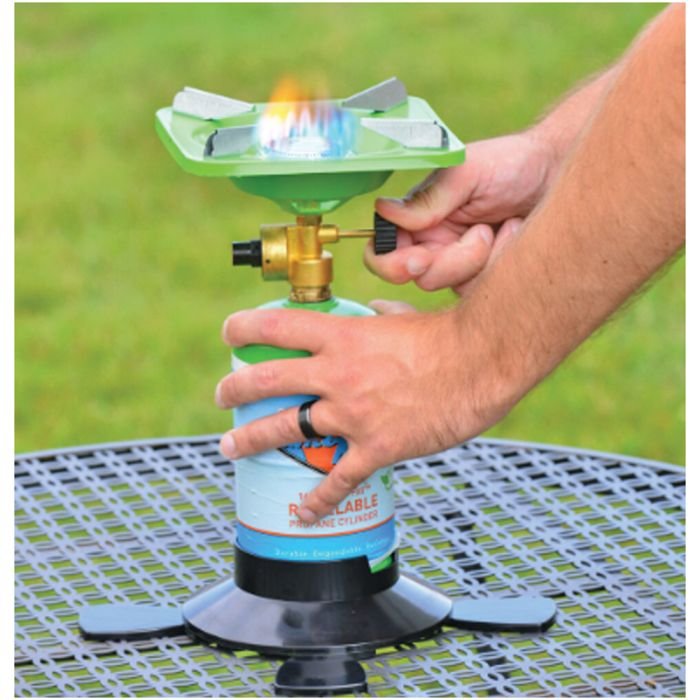 Flame King Portable BottleTop Camping Stove with Stand (10,000 BTU)