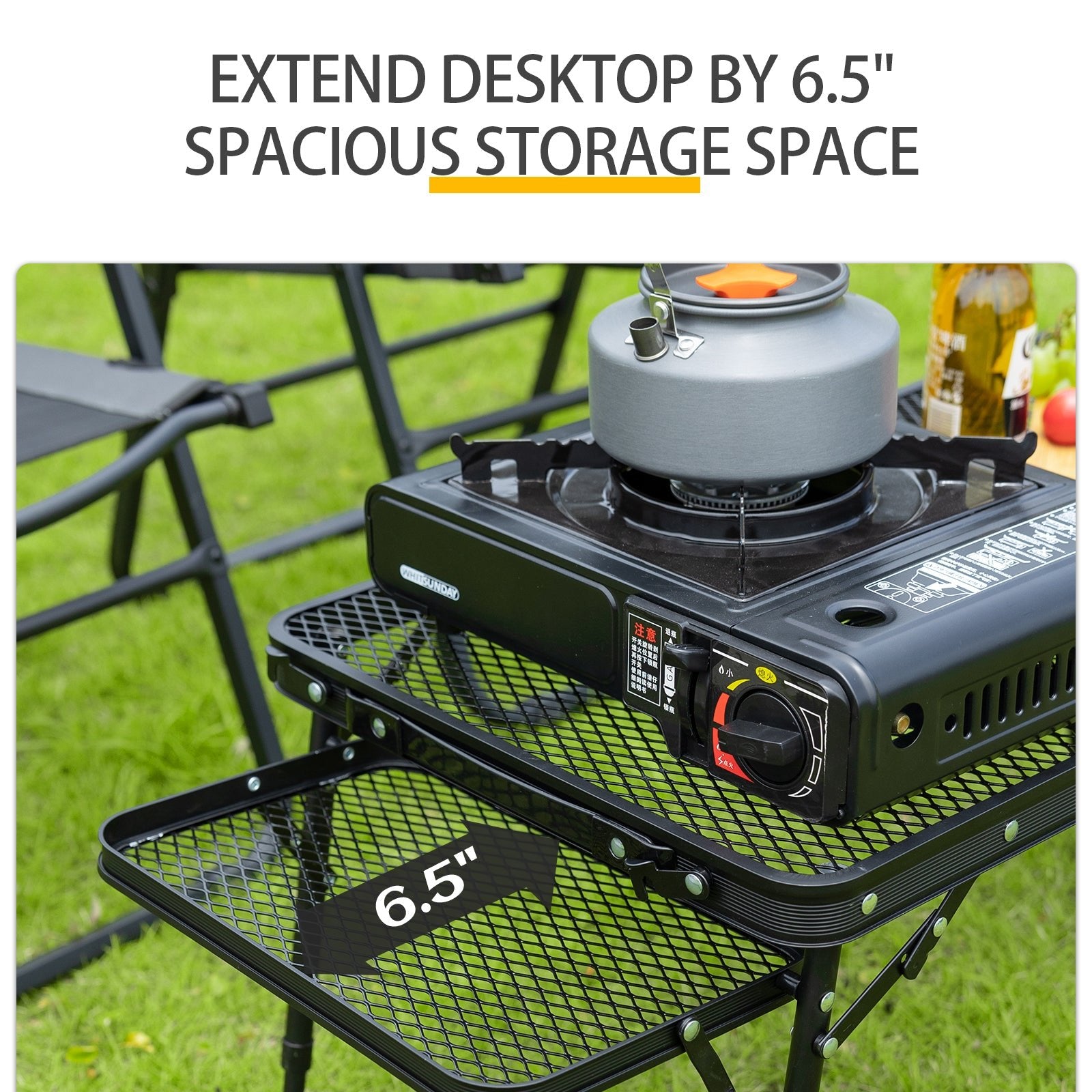 Whitsunday Outdoor Iron Camping Folding Portable Table with Extension Boards