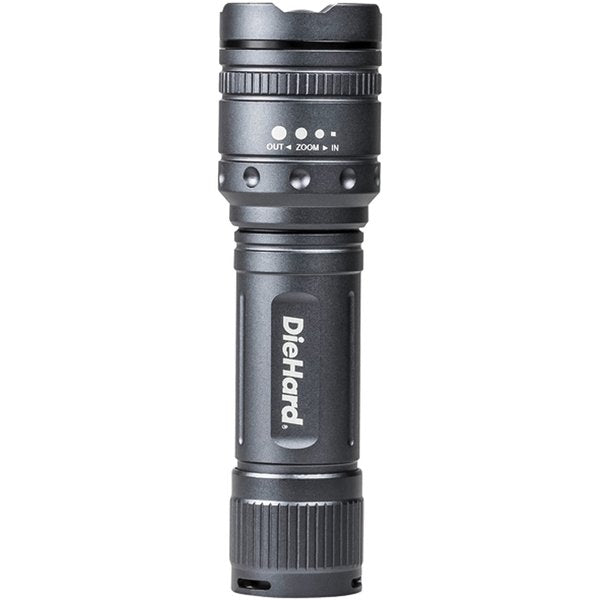 DieHard 41-6121 600-Lumen Twist Focus LED Flashlight – Water-Resistant Aluminum Flashlight with AAA Batteries Included