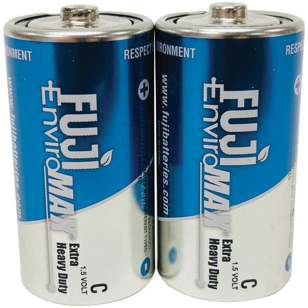 FUJI ENVIROMAX 3200BP2 EnviroMax C Extra Heavy-Duty Carbon Zinc Batteries – 1.5V, 2 Pack
