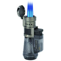 Vertigo Cyclone Triple Torch Cigar Lighter – Wind-Resistant, Refillable Butane Lighter (Charcoal)