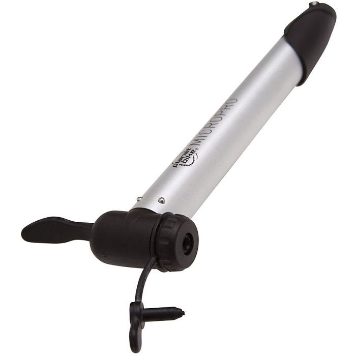Planet Bike MicroPro Mini Frame Pump with Bracket – Presta & Schrader Compatible, Silver/Black