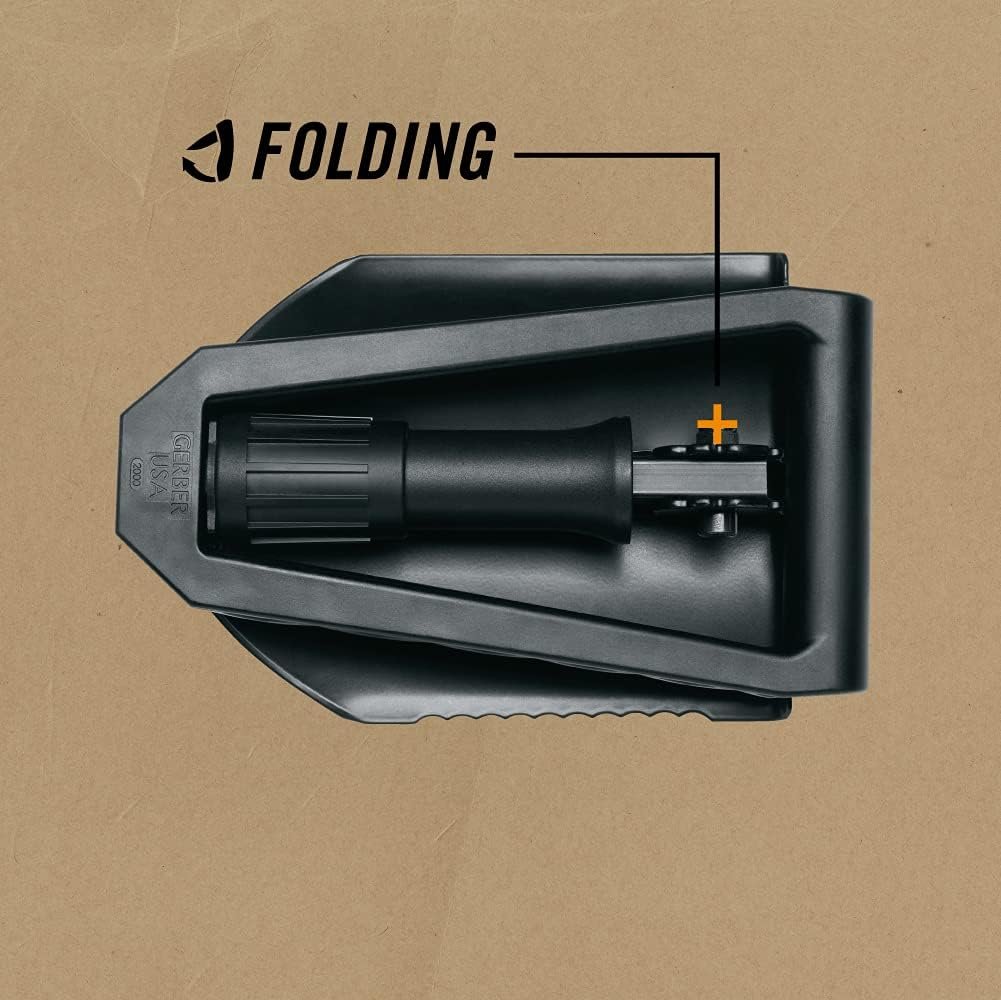 Gerber Folding Spade E-Tool with Serrated Blade – Compact Entrenching & Survival Shovel