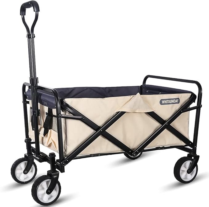 Whitsunday Collapsible Folding Garden Wagon – 5″ Solid Rubber Wheels