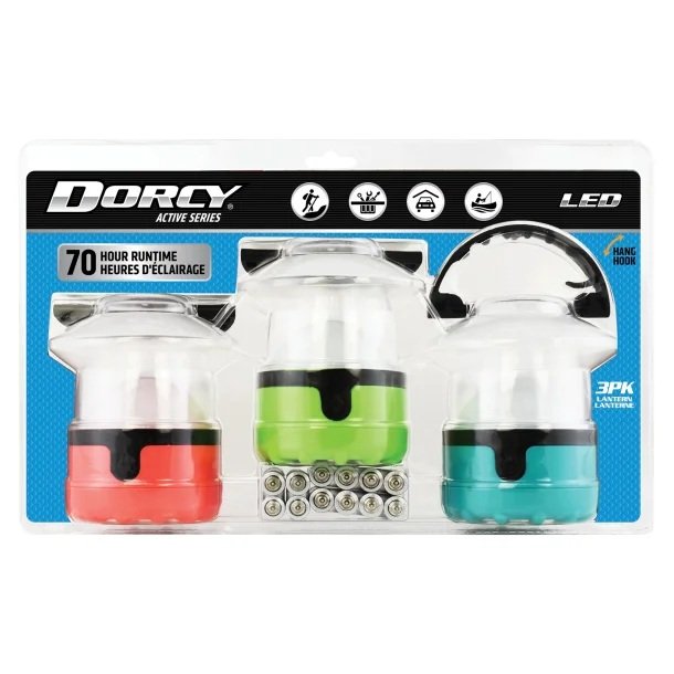 3-Pack 4AA 4-LED Mini Camping Lantern Set – Portable 360° LED Lights with Batteries Included