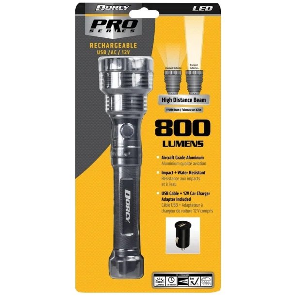 Dorcy 41-4299 Pro Series 1,600-Lumen USB-Rechargeable LED Flashlight with Power Bank – Aircraft-Grade Anodized Aluminum
