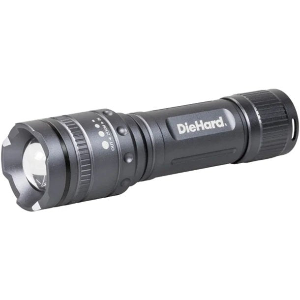 DieHard 41-6121 600-Lumen Twist Focus LED Flashlight – Water-Resistant Aluminum Flashlight with AAA Batteries Included