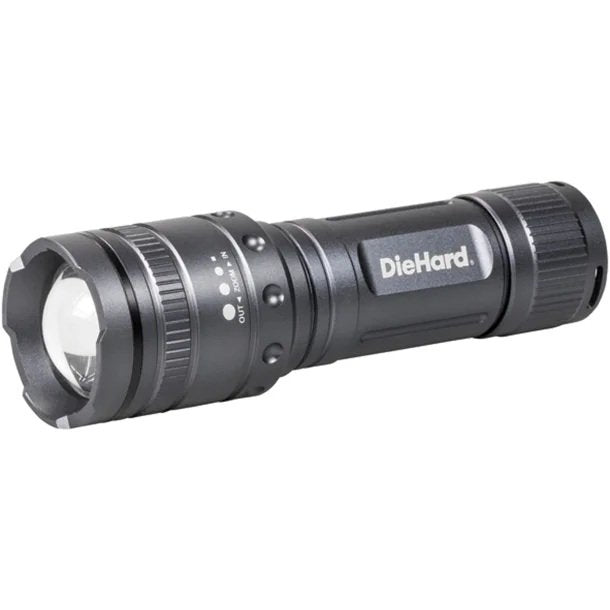 DieHard 41-6122 1,000-Lumen Twist Focus LED Flashlight – Heavy-Duty Aluminum Flashlight with AAA Batteries Included