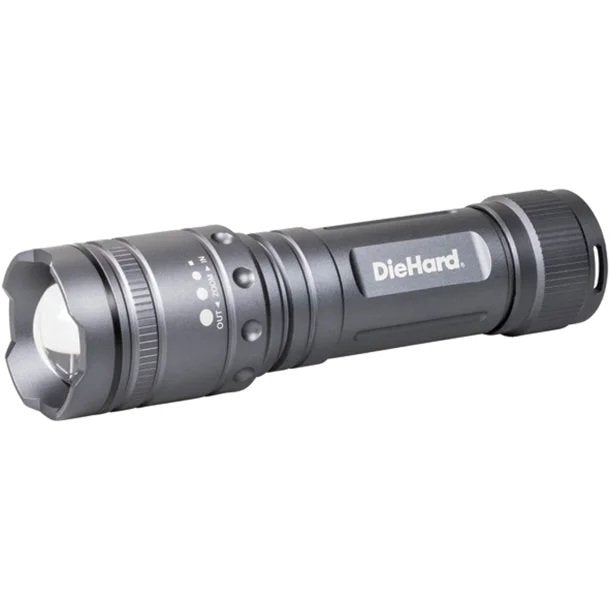 DieHard 41-6123 1,700-Lumen Twist Focus LED Flashlight – Heavy-Duty Aluminum Flashlight with AA Batteries Included