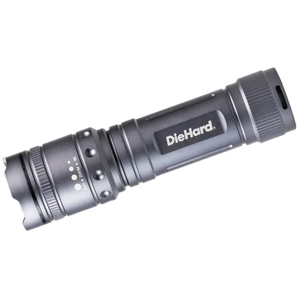 DieHard 41-6123 1,700-Lumen Twist Focus LED Flashlight – Heavy-Duty Aluminum Flashlight with AA Batteries Included