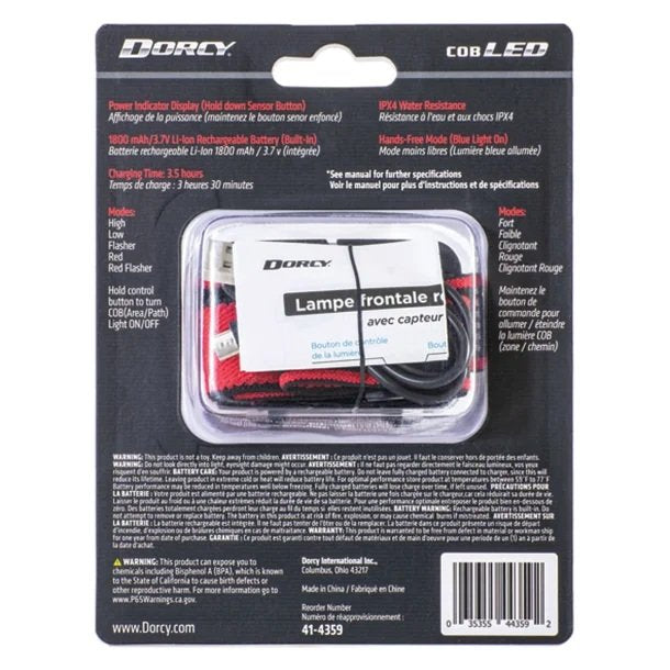 Dorcy 41-4359 330-Lumen USB Rechargeable LED Motion Sensor Headlamp – Spot, COB Flood & Red Night Vision