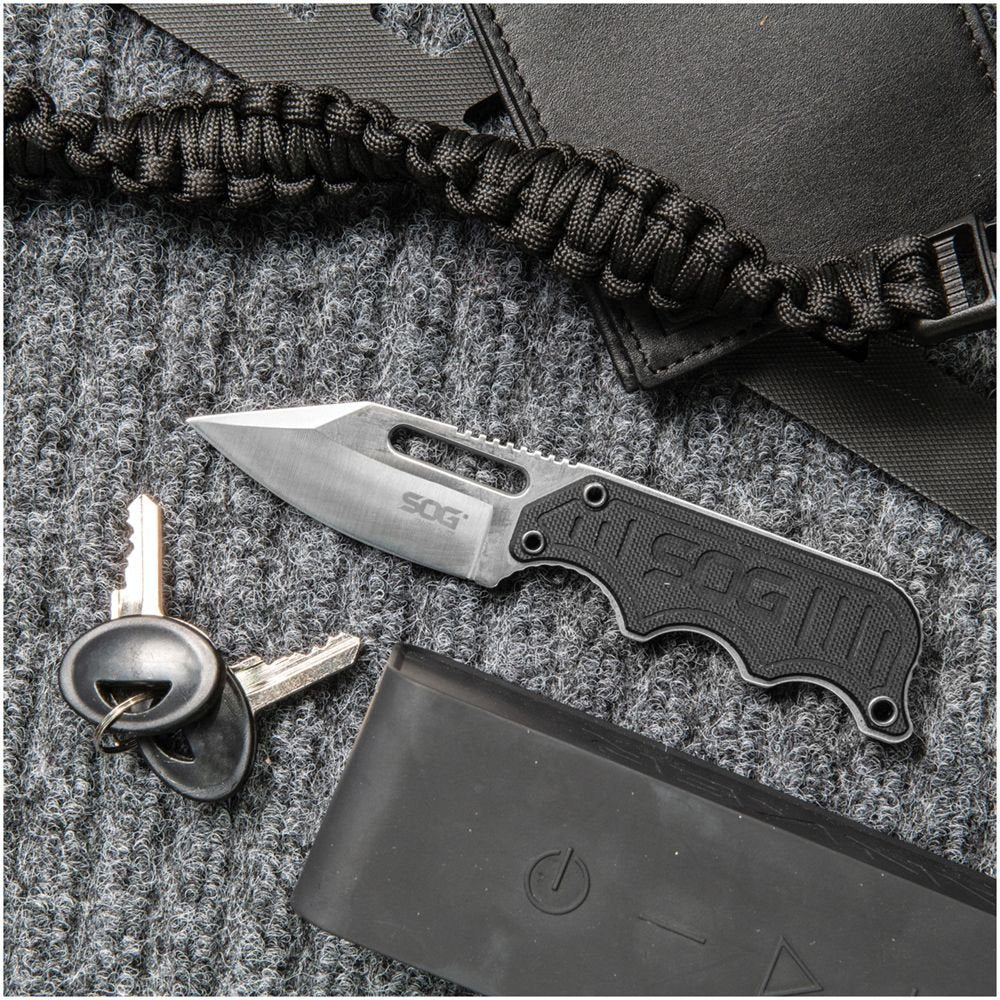 SOG Instinct Fixed Blade Neck Knife – 2.3" 5Cr15MoV Stainless Steel Clip Point Blade with G10 Handle & Hard Molded Sheath