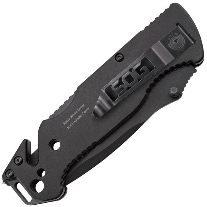 SOG Escape Folding Rescue Knife – 3.4" Partially Serrated Spear Point Blade
