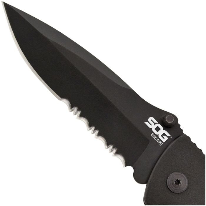 SOG Escape Folding Rescue Knife – 3.4" Partially Serrated Spear Point Blade