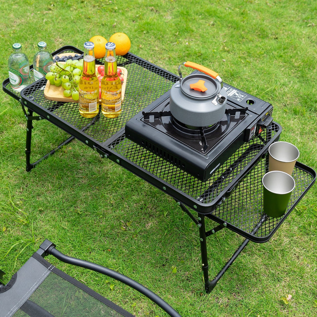 Whitsunday Outdoor Iron Camping Folding Portable Table with Extension Boards