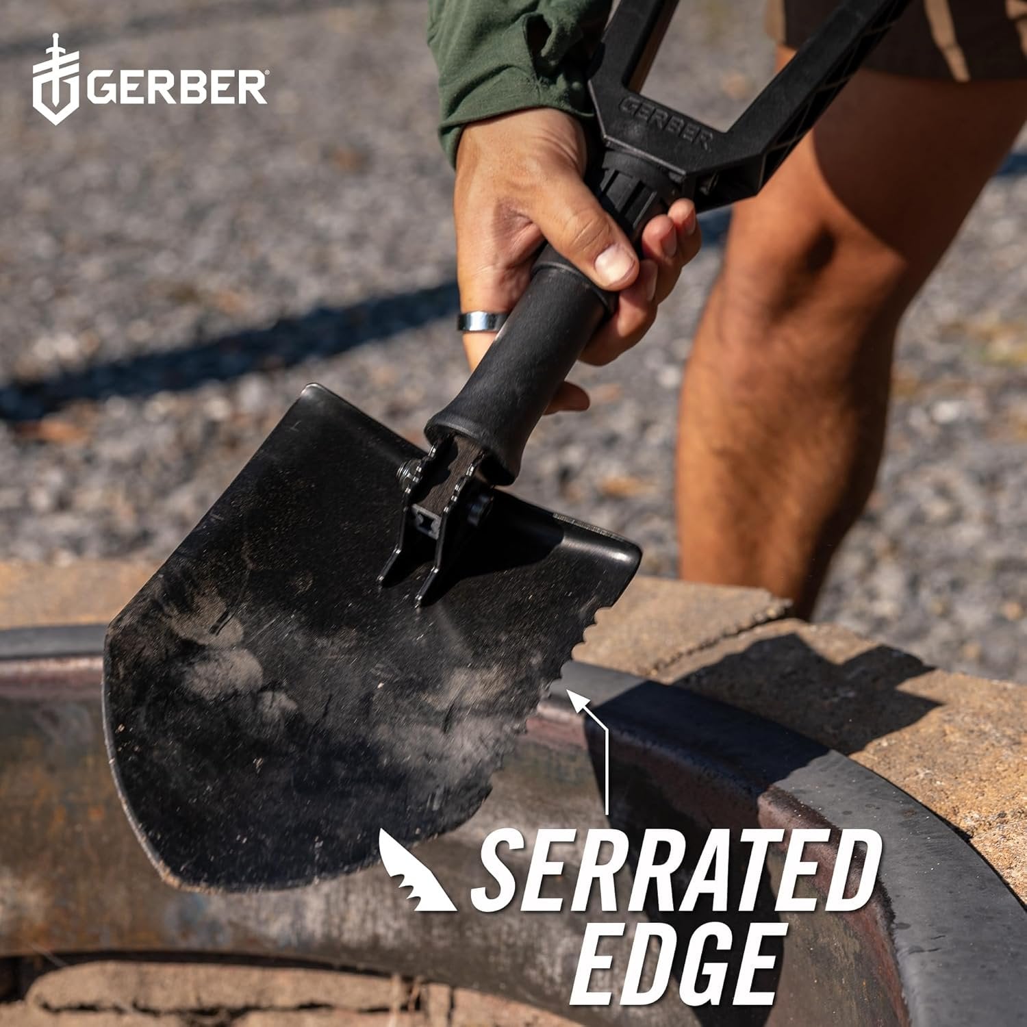Gerber Folding Spade E-Tool with Serrated Blade – Compact Entrenching & Survival Shovel