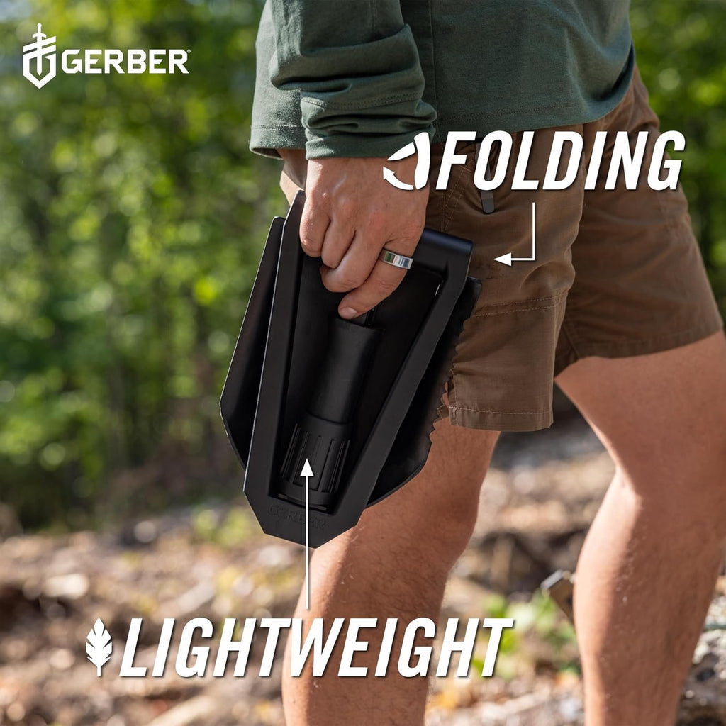 Gerber Folding Spade E-Tool with Serrated Blade – Compact Entrenching & Survival Shovel