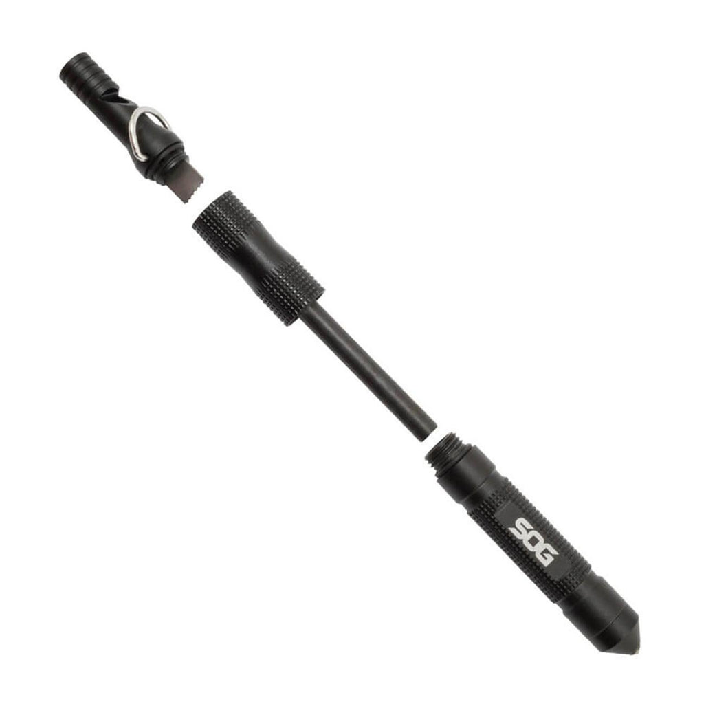 SOG Flint with Safety Whistle Fire Starter Tinder Compartment and Carbide Glass Breaker 4.3" Over