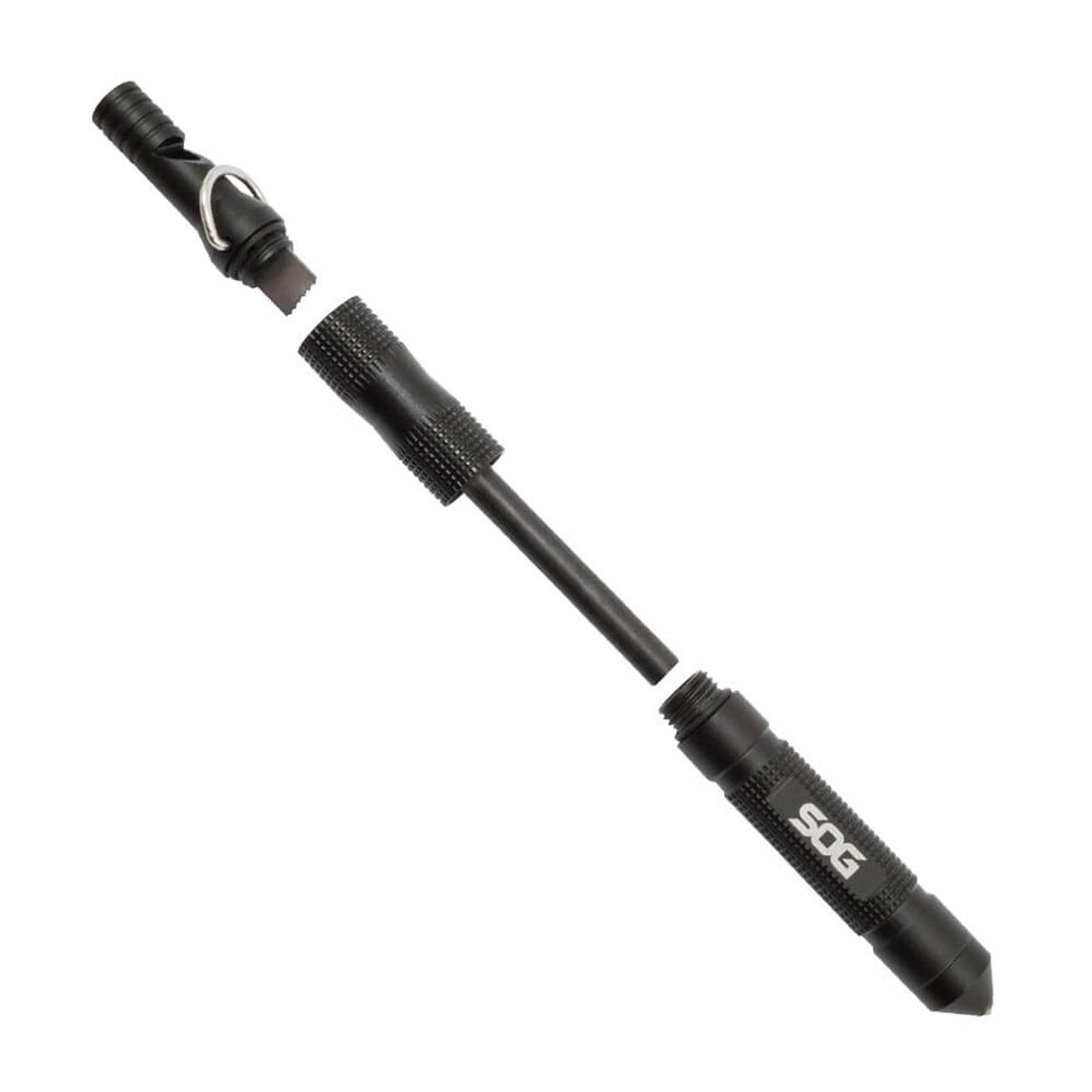 SOG Flint with Safety Whistle Fire Starter Tinder Compartment and Carbide Glass Breaker 4.3" Over