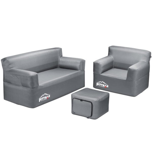 Pittman Outdoors Inflatable Furniture 3-Piece Set with Built-In Pump (Couch, Chair & Ottoman)