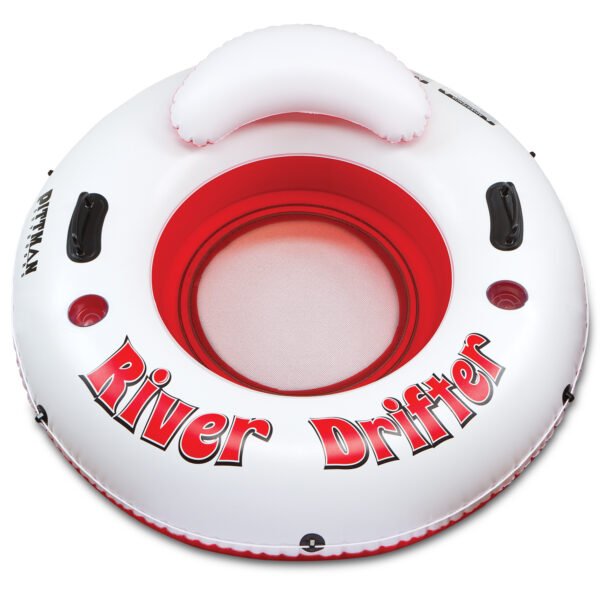 Pittman Outdoors River Drifter – 1-Person Inflatable River Float Tube with Backrest & Cup Holders
