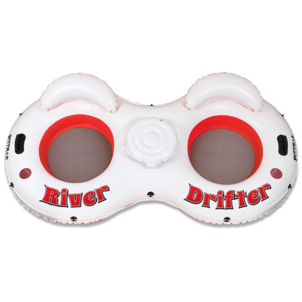 River Drifter 2-Person Inflatable River Float Tube – Floating Lounge with Ice Chest & Cup Holders