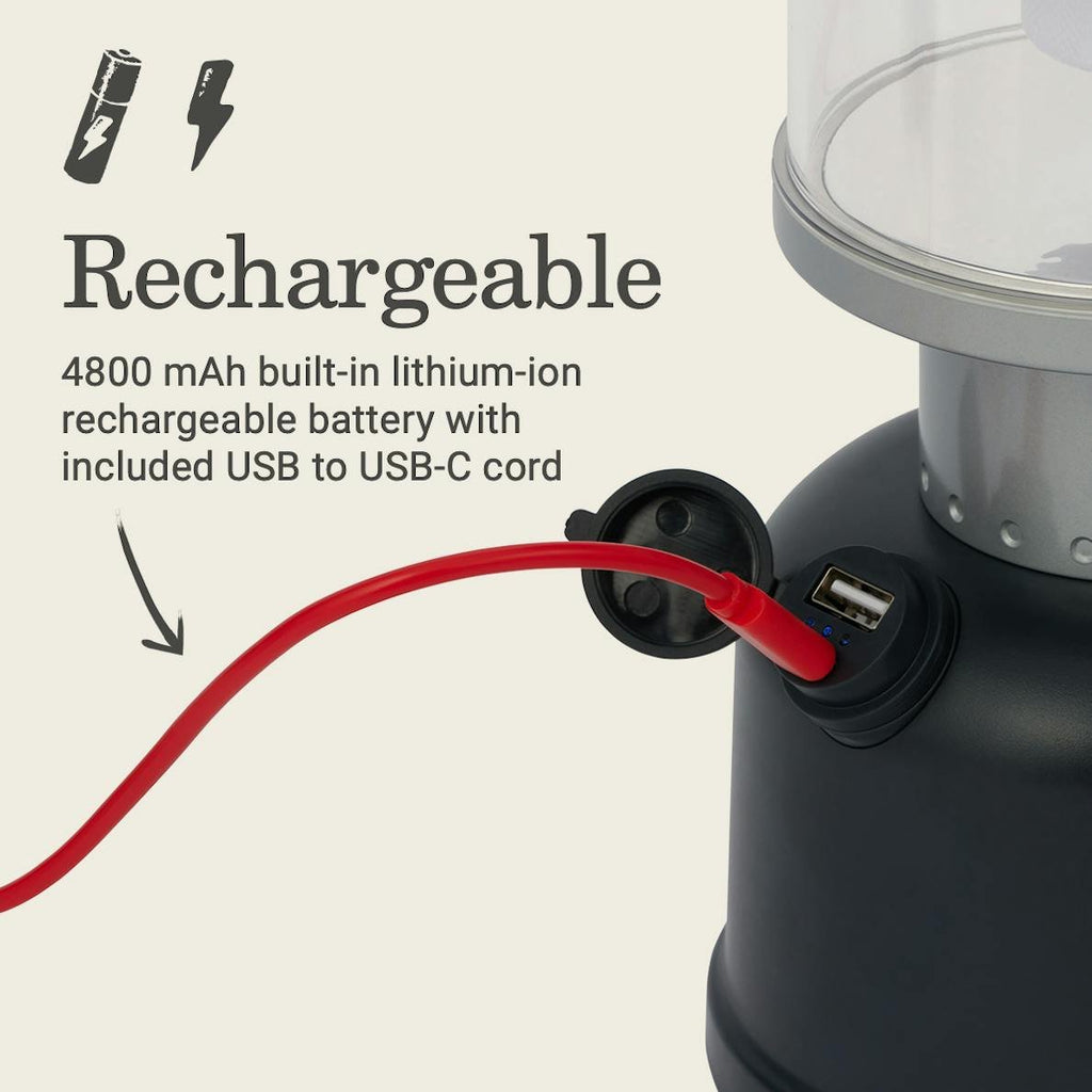 Coleman Classic Recharge 800 Lumen LED Lantern – USB-C Rechargeable Camping Lantern with Power Bank, Black