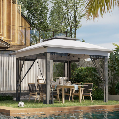 12' x 12' Pop-Up Gazebo Sun Shade û Adjustable with Mesh Netting (Gray)