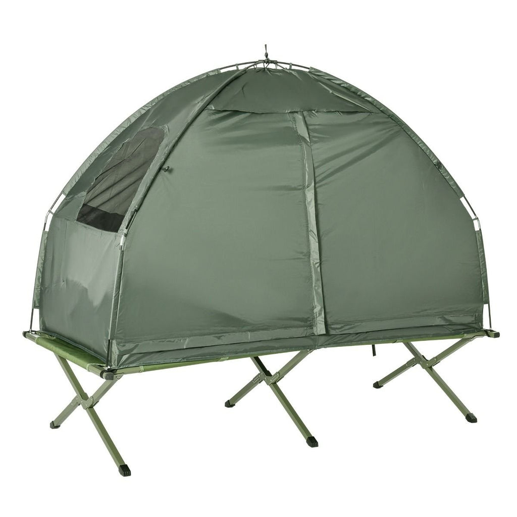 All-in-One Folding Camping Cot û Elevated Tent with Sleeping Bag & Air Mattress