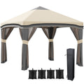 10' x 10' Pop-Up Canopy û Adjustable with Netting & Wheeled Bag (Beige)