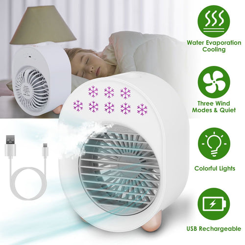 4-in-1 Mini Desktop Air Conditioner Fan – Portable Water Mist Cooling & Humidifier