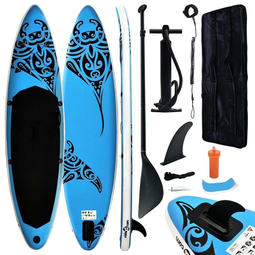 Inflatable Stand-Up Paddleboard Set – 10.5 ft. All-Around SUP with Paddle, Pump, Leash & Carry Bag (Blue)