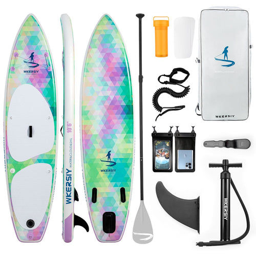 10'6" Inflatable Paddle Board – Includes Paddle, Backpack, Pump & Leash