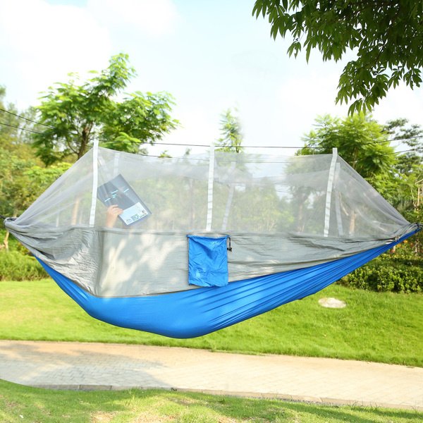 Double Camping Hammock with Mosquito Net – 600 lbs, Portable with Straps & Carry Bag