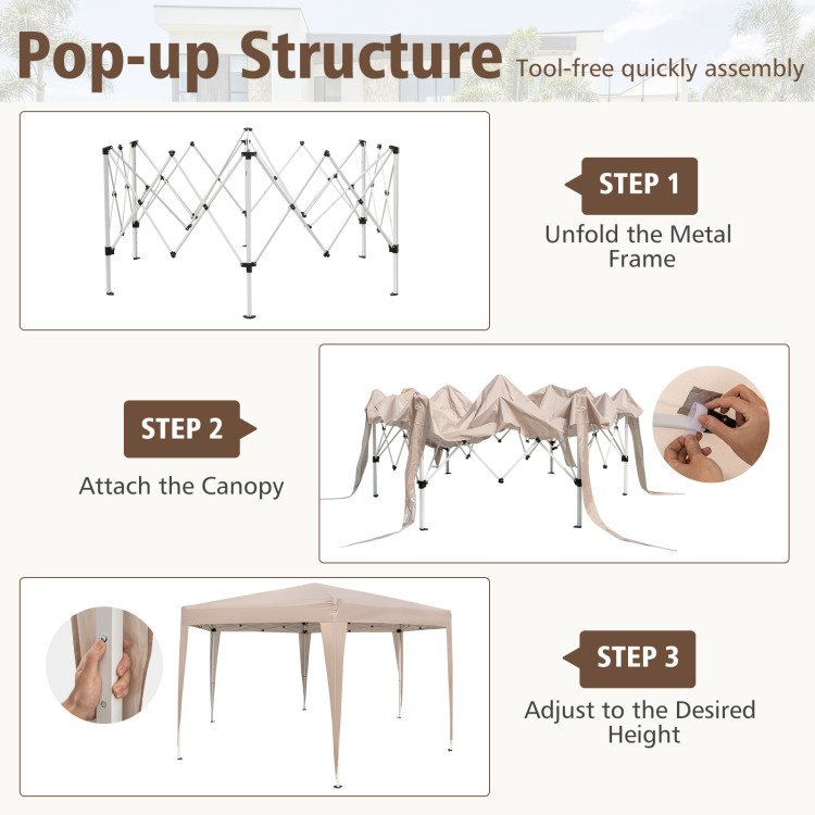 13x11.5 FT Hexagonal Pop-Up Canopy Tent – Height Adjustable with Decorative Leg Covers