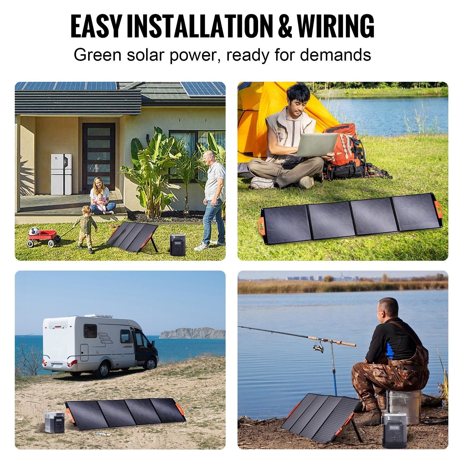 VEVOR 200W Portable Monocrystalline Solar Panel